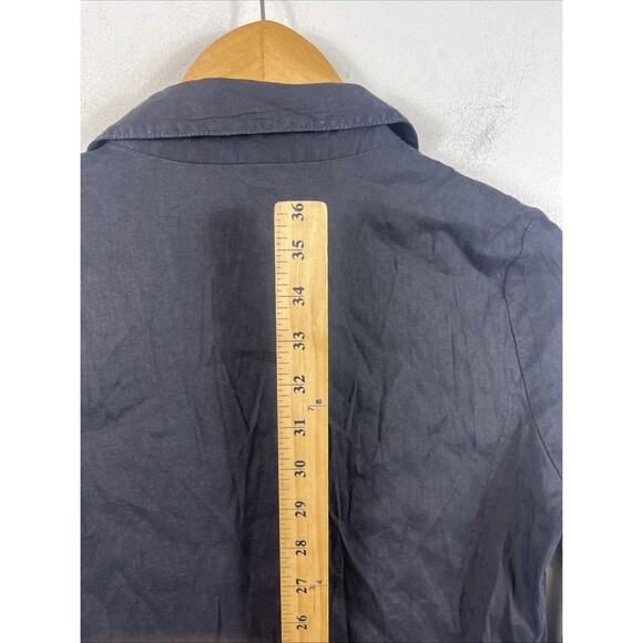 Eileen Fisher Black Linen Blend Button Front 3/4 Sleeve Dress Resort Goth XS - Picture 6 of 8